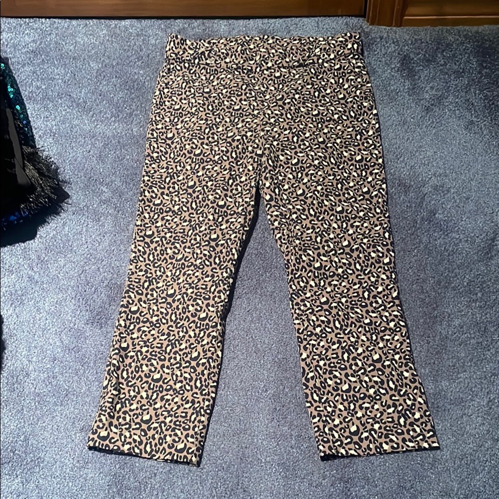 Rafaella Brown and Black Animal Print Cropped Pants